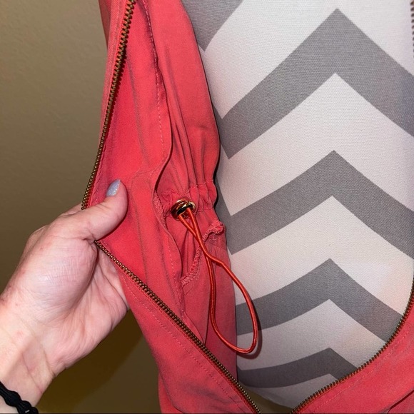 Zara Basic Pink Salmon Solid Zip Cargo Pocket Lightweight Utility Jacket Small - Picture 6 of 15